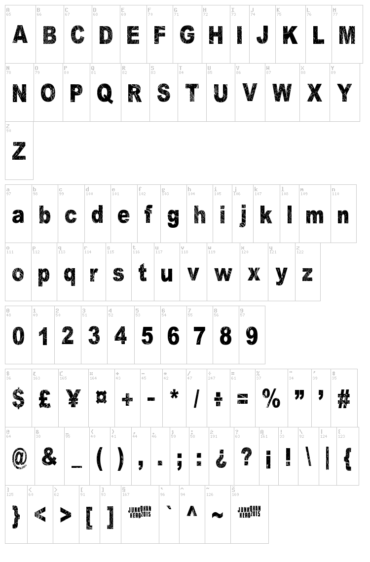 Dark Underground font map